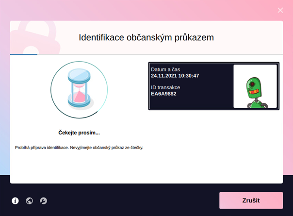 Identifikace občanským průkazem – Čekejte, prosím