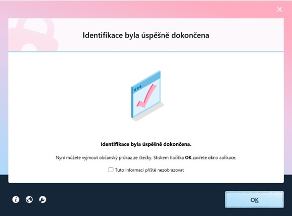 Identifikace občanským průkazem – Dokončení identifikace