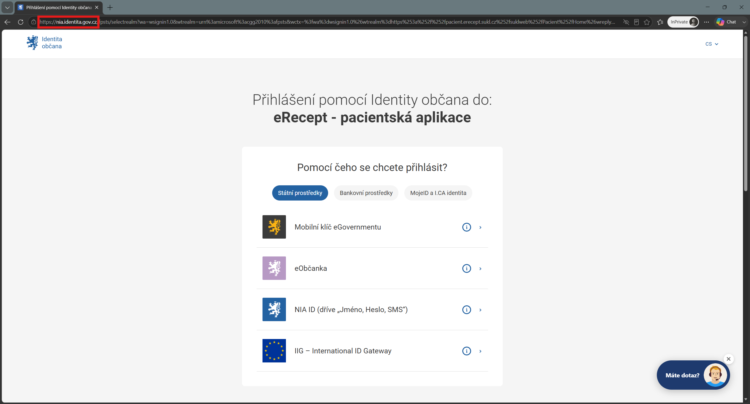 Vaše záznamy a identifikační prostředky