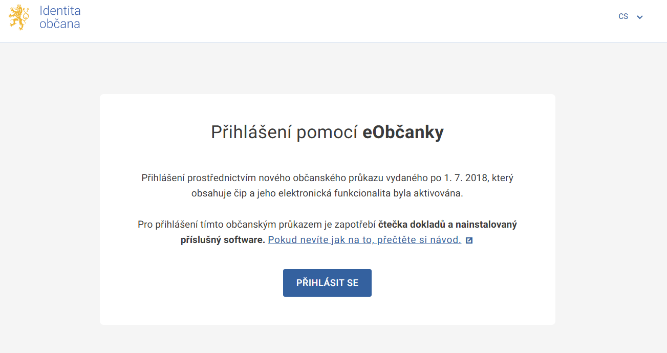 Přihlášení občanským průkazem