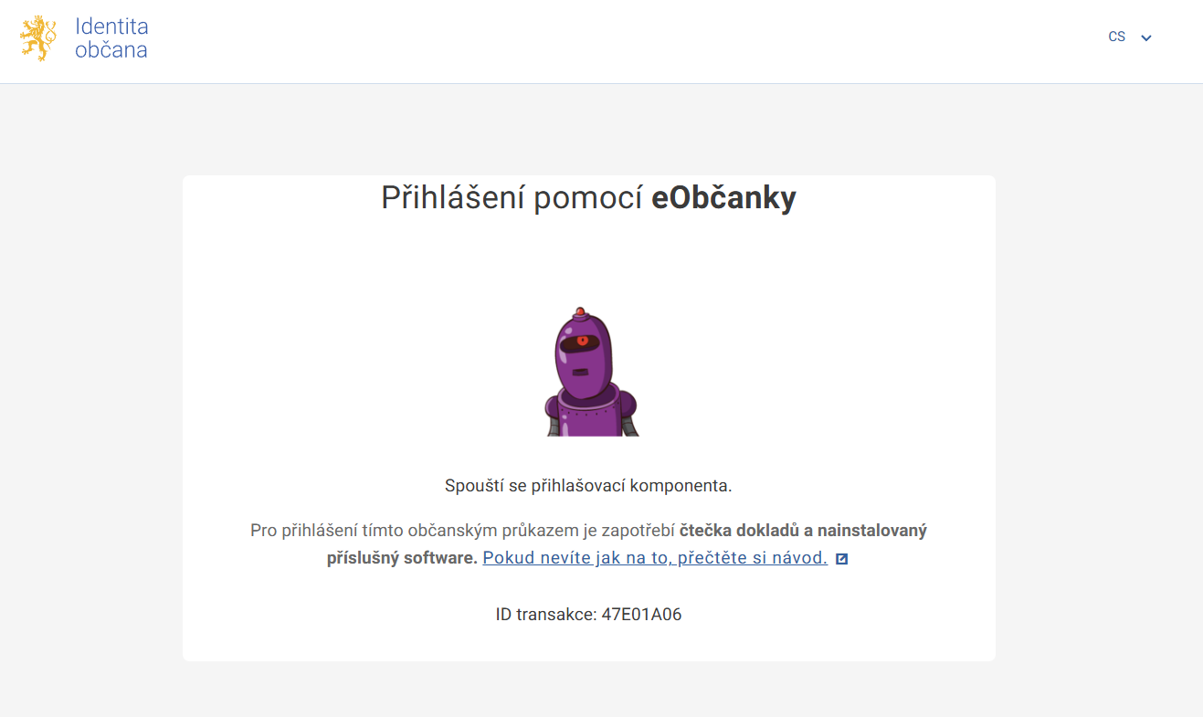 Proces přihlašování občanským průkazem