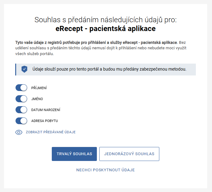 Identifikace občanským průkazem – Udělení souhlasu