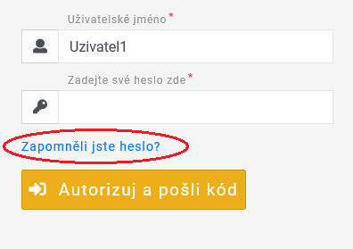 Formulář zadání hesla