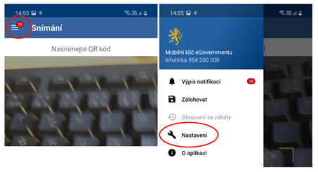 Nastavení v aplikaci Mobilní klíč