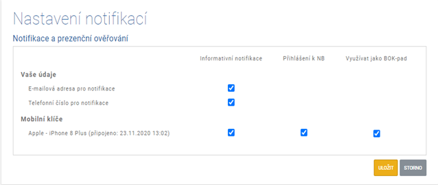 Nastavení notifikací na portálu NIA